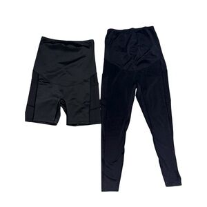 Set of 2- Poshdiva Maternity Leggings + Biker Shorts